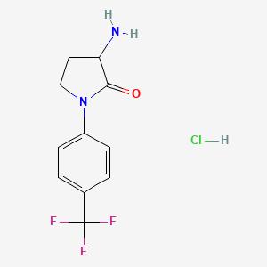 molecular formula C11H12ClF3N2O B2784799 3-Amino-1-[4-(trifluoromethyl)phenyl]pyrrolidin-2-one hydrochloride CAS No. 2044712-54-9