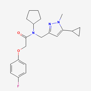 molecular formula C21H26FN3O2 B2784811 N-cyclopentyl-N-((5-cyclopropyl-1-methyl-1H-pyrazol-3-yl)methyl)-2-(4-fluorophenoxy)acetamide CAS No. 1798529-84-6
