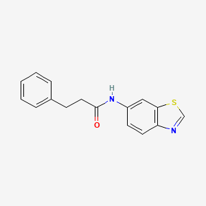 molecular formula C16H14N2OS B2784814 N-(benzo[d]thiazol-6-yl)-3-phenylpropanamide CAS No. 922966-77-6