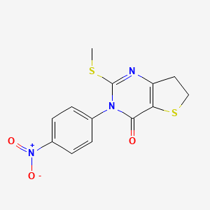 molecular formula C13H11N3O3S2 B2784821 2-(methylthio)-3-(4-nitrophenyl)-6,7-dihydrothieno[3,2-d]pyrimidin-4(3H)-one CAS No. 687569-08-0