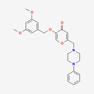 molecular formula C25H28N2O5 B2784831 5-((3,5-dimethoxybenzyl)oxy)-2-((4-phenylpiperazin-1-yl)methyl)-4H-pyran-4-one CAS No. 898465-08-2