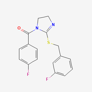 molecular formula C17H14F2N2OS B2784839 (4-氟苯基)-[2-[(3-氟苯基)甲硫基]-4,5-二氢咪唑-1-基]甲酮 CAS No. 851865-06-0