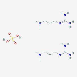 molecular formula C12H34N8O4S B2784841 Bis(1-[3-(dimethylamino)propyl]guanidine), sulfuric acid CAS No. 23061-57-6