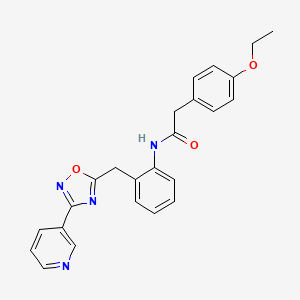 molecular formula C24H22N4O3 B2784843 2-(4-ethoxyphenyl)-N-(2-((3-(pyridin-3-yl)-1,2,4-oxadiazol-5-yl)methyl)phenyl)acetamide CAS No. 1448126-36-0