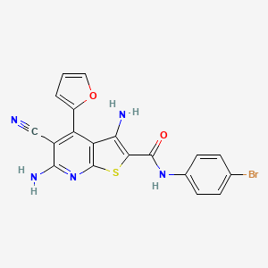 molecular formula C19H12BrN5O2S B2784869 3,6-diamino-N-(4-bromophenyl)-5-cyano-4-(furan-2-yl)thieno[2,3-b]pyridine-2-carboxamide CAS No. 332046-11-4