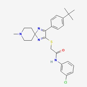 molecular formula C26H31ClN4OS B2784874 2-((3-(4-(tert-butyl)phenyl)-8-methyl-1,4,8-triazaspiro[4.5]deca-1,3-dien-2-yl)thio)-N-(3-chlorophenyl)acetamide CAS No. 1185002-01-0