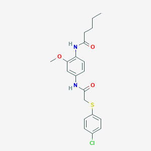 molecular formula C20H23ClN2O3S B278488 N-[4-({[(4-chlorophenyl)sulfanyl]acetyl}amino)-2-methoxyphenyl]pentanamide 