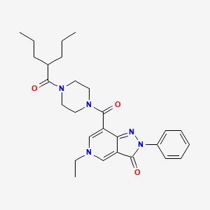 molecular formula C27H35N5O3 B2784880 5-ethyl-2-phenyl-7-(4-(2-propylpentanoyl)piperazine-1-carbonyl)-2H-pyrazolo[4,3-c]pyridin-3(5H)-one CAS No. 1040673-39-9