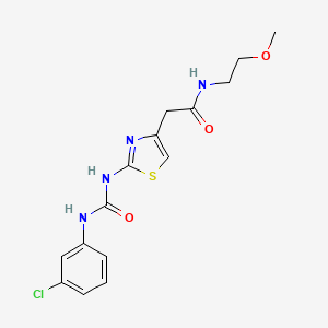 molecular formula C15H17ClN4O3S B2784882 2-(2-(3-(3-chlorophenyl)ureido)thiazol-4-yl)-N-(2-methoxyethyl)acetamide CAS No. 923244-46-6