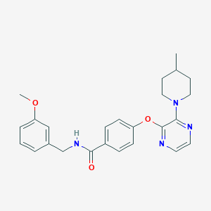 molecular formula C25H28N4O3 B2784883 N-(3-methoxybenzyl)-4-((3-(4-methylpiperidin-1-yl)pyrazin-2-yl)oxy)benzamide CAS No. 1251545-63-7