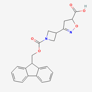 molecular formula C22H20N2O5 B2784885 3-[1-(9H-Fluoren-9-ylmethoxycarbonyl)azetidin-3-yl]-4,5-dihydro-1,2-oxazole-5-carboxylic acid CAS No. 2365418-54-6