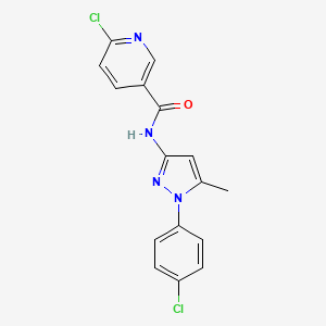 molecular formula C16H12Cl2N4O B2784890 6-chloro-N-[1-(4-chlorophenyl)-5-methylpyrazol-3-yl]pyridine-3-carboxamide CAS No. 1192974-02-9