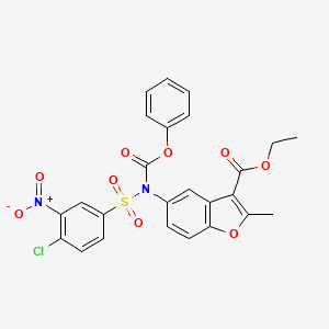 molecular formula C25H19ClN2O9S B2784900 乙酸-5-[(4-氯-3-硝基苯基)磺酰基-苯氧羰基氨基]-2-甲基-1-苯并咪唑-3-羧酸酯 CAS No. 448212-75-7