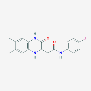 molecular formula C18H18FN3O2 B2784905 2-(6,7-dimethyl-3-oxo-1,2,3,4-tetrahydroquinoxalin-2-yl)-N-(4-fluorophenyl)acetamide CAS No. 342615-43-4