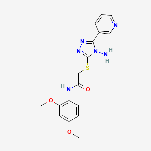 molecular formula C17H18N6O3S B2784908 2-((4-amino-5-(pyridin-3-yl)-4H-1,2,4-triazol-3-yl)thio)-N-(2,4-dimethoxyphenyl)acetamide CAS No. 585554-86-5