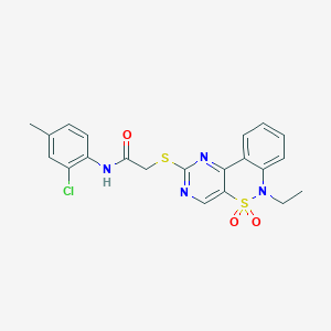molecular formula C21H19ClN4O3S2 B2784910 N-(2-chloro-4-methylphenyl)-2-[(6-ethyl-5,5-dioxido-6H-pyrimido[5,4-c][2,1]benzothiazin-2-yl)thio]acetamide CAS No. 950470-92-5