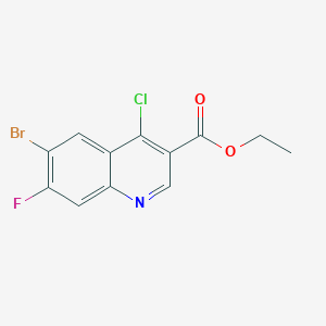 molecular formula C12H8BrClFNO2 B2784916 乙酸-6-溴-4-氯-7-氟喹啉-3-羧酸酯 CAS No. 953803-84-4