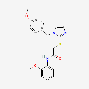 molecular formula C20H21N3O3S B2784920 N-(2-methoxyphenyl)-2-[1-[(4-methoxyphenyl)methyl]imidazol-2-yl]sulfanylacetamide CAS No. 893373-57-4