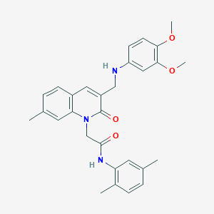 molecular formula C29H31N3O4 B2784922 2-(3-(((3,4-二甲氧基苯基)氨基)甲基)-7-甲基-2-氧代喹啉-1(2H)-基)-N-(2,5-二甲基苯基)乙酰胺 CAS No. 932308-30-0
