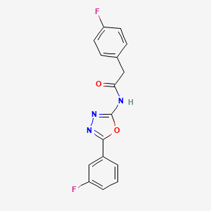 molecular formula C16H11F2N3O2 B2784924 2-(4-fluorophenyl)-N-(5-(3-fluorophenyl)-1,3,4-oxadiazol-2-yl)acetamide CAS No. 1171643-81-4
