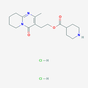 molecular formula C17H27Cl2N3O3 B2784926 2-(2-甲基-4-氧代-6,7,8,9-四氢吡啶并[1,2-a]嘧啶-3-基)乙基哌啶-4-羧酸酯;二盐酸盐 CAS No. 2309473-86-5