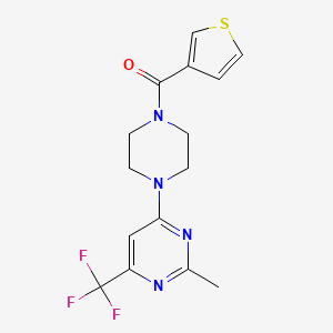 molecular formula C15H15F3N4OS B2784931 2-Methyl-4-[4-(3-thienylcarbonyl)piperazin-1-yl]-6-(trifluoromethyl)pyrimidine CAS No. 1775527-59-7