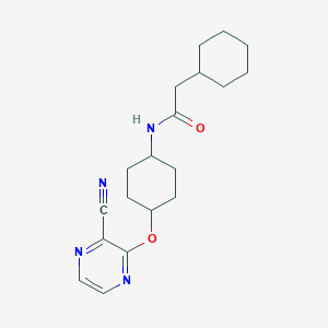 molecular formula C19H26N4O2 B2784932 N-((1r,4r)-4-((3-氰基吡嗪-2-基)氧基)环己基)-2-环己基乙酰胺 CAS No. 2034224-11-6