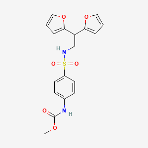 molecular formula C18H18N2O6S B2785016 methyl (4-(N-(2,2-di(furan-2-yl)ethyl)sulfamoyl)phenyl)carbamate CAS No. 2319875-01-7