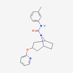 molecular formula C20H23N3O2 B2785027 (1R,3s,5S)-3-(吡啶-2-氧基)-N-(间甲苯)-8-氮杂双环[3.2.1]辛烷-8-甲酰胺 CAS No. 2108394-32-5