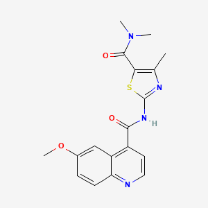 molecular formula C18H18N4O3S B2785036 N-[5-(dimethylcarbamoyl)-4-methyl-1,3-thiazol-2-yl]-6-methoxyquinoline-4-carboxamide CAS No. 2415582-52-2