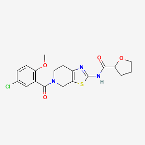 molecular formula C19H20ClN3O4S B2785046 N-(5-(5-氯-2-甲氧基苯甲酰)-4,5,6,7-四氢噻唑并[5,4-c]吡啶-2-基)四氢呋喃-2-甲酸酰胺 CAS No. 1396808-30-2