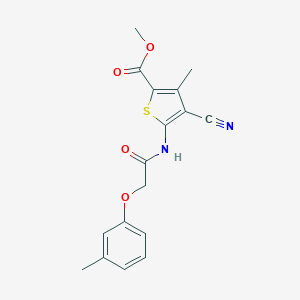 molecular formula C17H16N2O4S B278505 Methyl 4-cyano-3-methyl-5-{[(3-methylphenoxy)acetyl]amino}-2-thiophenecarboxylate 