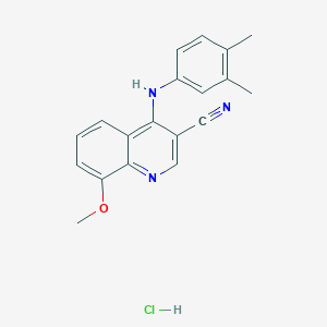 molecular formula C19H18ClN3O B2785050 4-((3,4-Dimethylphenyl)amino)-8-methoxyquinoline-3-carbonitrile hydrochloride CAS No. 1323529-73-2