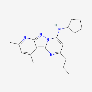 molecular formula C19H25N5 B2785052 N-环戊基-8,10-二甲基-2-丙基吡啶并[2',3':3,4]吡唑并[1,5-a]嘧啶-4-胺 CAS No. 902324-14-5