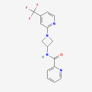 molecular formula C15H13F3N4O B2785058 N-[1-[4-(Trifluoromethyl)pyridin-2-yl]azetidin-3-yl]pyridine-2-carboxamide CAS No. 2415470-65-2