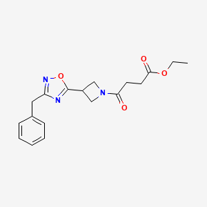 molecular formula C18H21N3O4 B2785064 乙酸-4-(3-(3-苄基-1,2,4-噁二唑-5-yl)氮杂环丁烷-1-基)-4-氧丁酸酯 CAS No. 1351614-66-8
