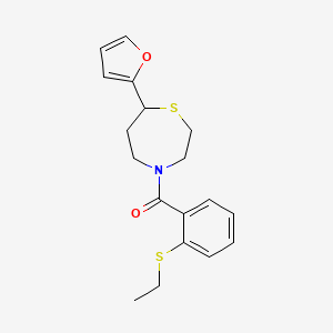 molecular formula C18H21NO2S2 B2785067 (2-(Ethylthio)phenyl)(7-(furan-2-yl)-1,4-thiazepan-4-yl)methanone CAS No. 1795431-18-3