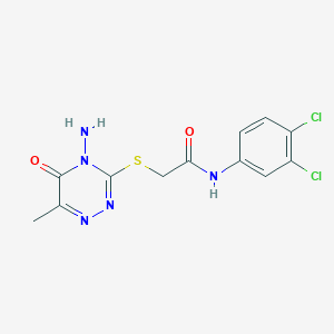 molecular formula C12H11Cl2N5O2S B2785070 2-[(4-amino-6-methyl-5-oxo-4,5-dihydro-1,2,4-triazin-3-yl)sulfanyl]-N-(3,4-dichlorophenyl)acetamide CAS No. 446266-78-0