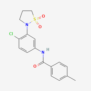 molecular formula C17H17ClN2O3S B2785072 N-(4-chloro-3-(1,1-dioxidoisothiazolidin-2-yl)phenyl)-4-methylbenzamide CAS No. 941932-92-9