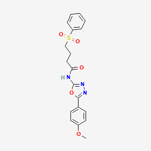 molecular formula C19H19N3O5S B2785077 N-(5-(4-methoxyphenyl)-1,3,4-oxadiazol-2-yl)-4-(phenylsulfonyl)butanamide CAS No. 922908-74-5