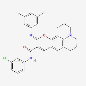 molecular formula C30H28ClN3O2 B2785079 (11Z)-N-(3-chlorophenyl)-11-[(3,5-dimethylphenyl)imino]-2,3,6,7-tetrahydro-1H,5H,11H-pyrano[2,3-f]pyrido[3,2,1-ij]quinoline-10-carboxamide CAS No. 892298-54-3