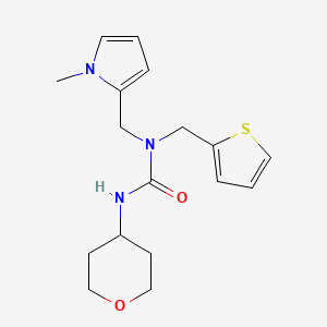 molecular formula C17H23N3O2S B2785081 1-((1-methyl-1H-pyrrol-2-yl)methyl)-3-(tetrahydro-2H-pyran-4-yl)-1-(thiophen-2-ylmethyl)urea CAS No. 2034341-41-6