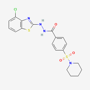 molecular formula C19H19ClN4O3S2 B2785084 N'-(4-chlorobenzo[d]thiazol-2-yl)-4-(piperidin-1-ylsulfonyl)benzohydrazide CAS No. 851979-14-1