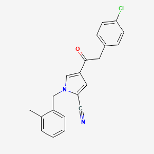 molecular formula C21H17ClN2O B2785089 4-[2-(4-chlorophenyl)acetyl]-1-(2-methylbenzyl)-1H-pyrrole-2-carbonitrile CAS No. 439108-40-4