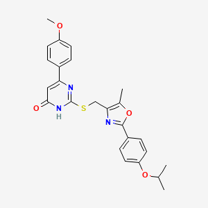 molecular formula C25H25N3O4S B2785092 2-(((2-(4-Isopropoxyphenyl)-5-methyloxazol-4-yl)methyl)thio)-6-(4-methoxyphenyl)pyrimidin-4-ol CAS No. 1189690-42-3
