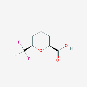 molecular formula C7H9F3O3 B2785093 (2S,6R)-6-(Trifluoromethyl)oxane-2-carboxylic acid CAS No. 2580103-10-0