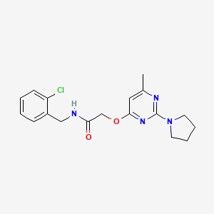 molecular formula C18H21ClN4O2 B2785104 N-(2-氯苄基)-2-((6-甲基-2-(吡咯啉-1-基)嘧啶-4-基)氧基)乙酰胺 CAS No. 1226457-07-3