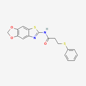 molecular formula C17H14N2O3S2 B2785110 N-([1,3]二氧杂环戊[4,5-f][1,3]苯并噻唑-6-基)-3-苯基硫代丙酰胺 CAS No. 892854-04-5