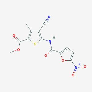 molecular formula C13H9N3O6S B278512 Methyl 4-cyano-5-({5-nitro-2-furoyl}amino)-3-methyl-2-thiophenecarboxylate 