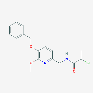 B2785121 2-Chloro-N-[(6-methoxy-5-phenylmethoxypyridin-2-yl)methyl]propanamide CAS No. 2411195-00-9